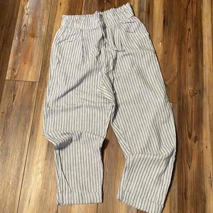 American Eagle Womens Blue Striped Elastic Tie Waist Casual Pants Size Small